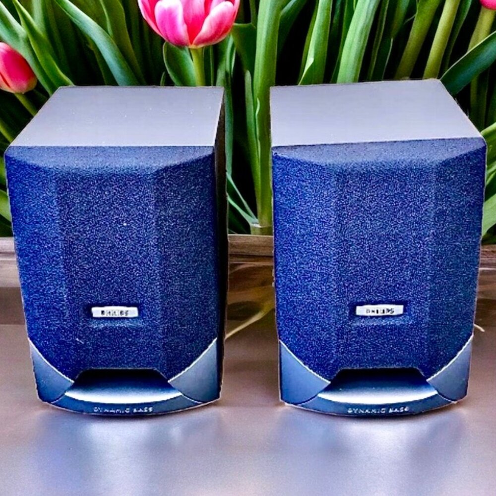 Philips Vintage Bookshelf Stereo Speaker System Set FB 118 PH